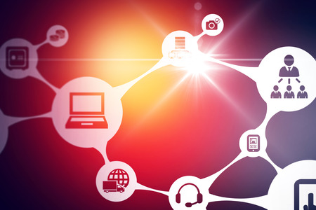 Digitally generated image of various icons of communication