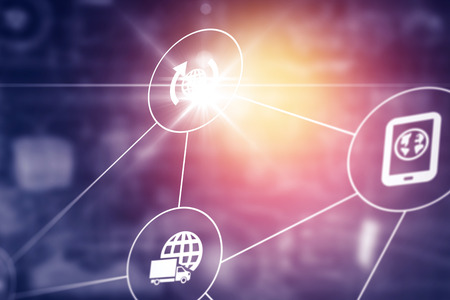 Digitally generated image of white business computer icons 3dの写真素材