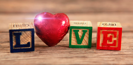 love letters in cube shapesの写真素材