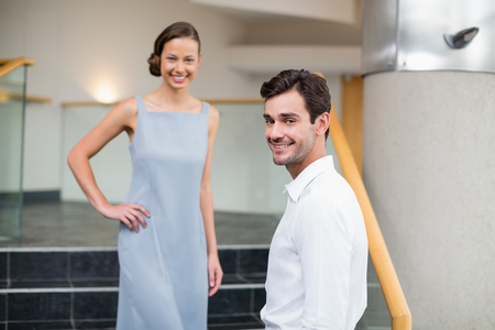 Portrait of cheerful business executives at conference centreの写真素材