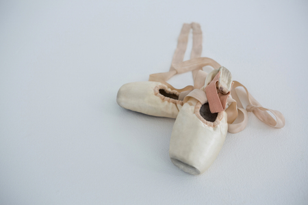 Pair of ballet shoes in the ballet studioの写真素材