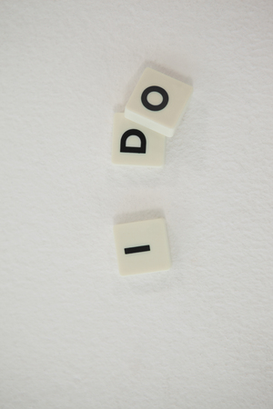 Conceptual image of white blocks displaying I DO messageの写真素材