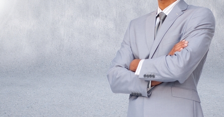 Digital composite of Businessman Torso against a light grey backgroundの写真素材
