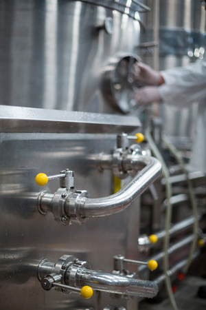 Handle of storage tank in bottle factory