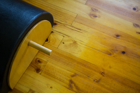 Close-up of arc barrel on wooden floorの写真素材