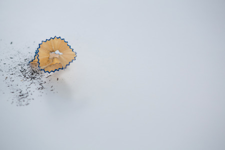 Close-up of colored pencils kept in glass on white backgroundの写真素材
