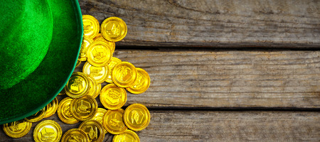 Composite image of Leprechaun hat and gold coinsの写真素材