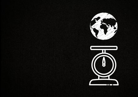 Digital composite of World Weight Scale Food against black backgroundの写真素材