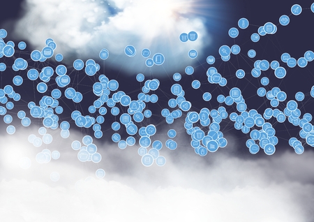 Digital composition of various connecting icons with cloud in background