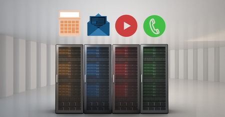 Digital composition of servers with various application icons