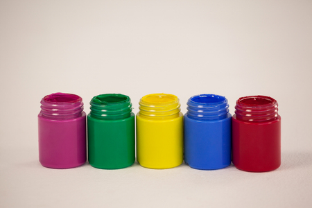 Close-up of watercolor paints against white backgroundの写真素材