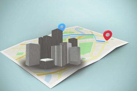 Composite image of a map itinerary against vignette 3d