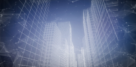 Illustrative image of city against purple vignette 3d