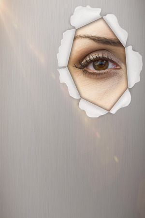 Close-up portrait of woman face  against grey background 3dの写真素材