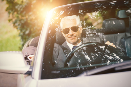 Men driving a carの写真素材