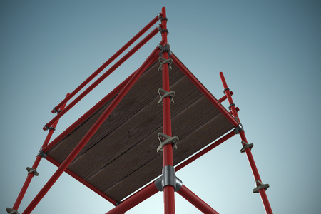3d image of red scaffolding against grey vignetteの写真素材