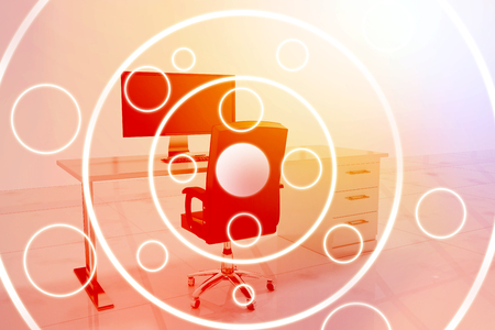 Circle organised in a circle  against office furniture 3dの写真素材