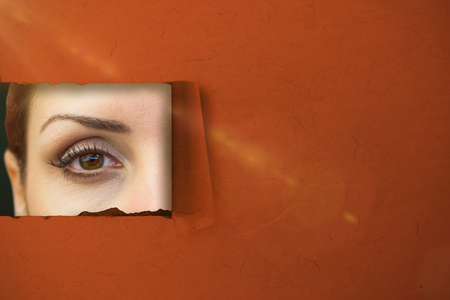 Close-up portrait of woman face  against green background with vignette 3dの写真素材