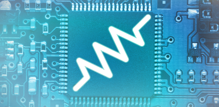 flare against blue electronic circuit