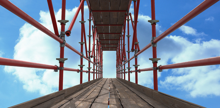 composite image of a scaffolding against cloudy sky 3d