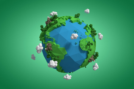 Composite image of globe icon against green vignette 3dの写真素材