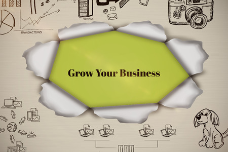 Composite image of business icons against green background 3dの写真素材