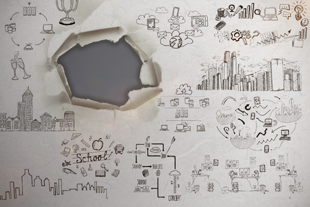 Composite image of business icons against dark grey background 3dの写真素材