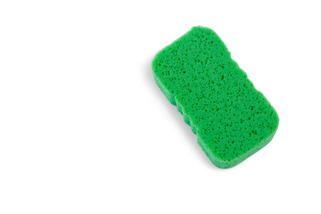 High angle view of green sponge against white backgroundの写真素材