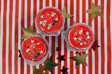 Close-up of decorated cupcakes with 4th July themeの写真素材