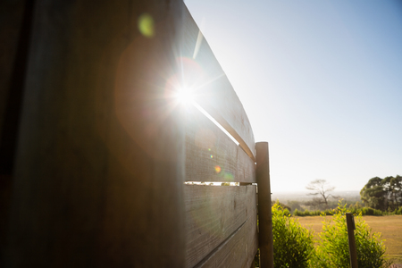 Wooden wall frame in the boot camp on a sunny dayの写真素材