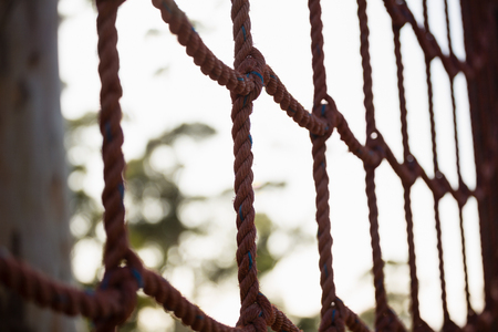Close-up of net rope during obstacle course