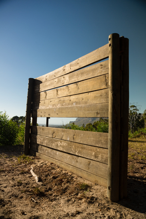 Wooden wall frame in the boot camp on a sunny dayの写真素材