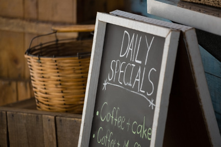 Text on blackboard in food truckの写真素材