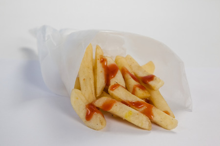 Close-up of french fried chips on tableの写真素材