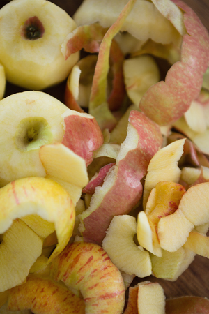 Directly above shot of fresh apples with peelsの写真素材