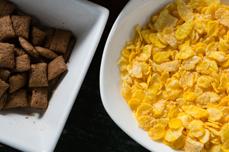 Close-up of various breakfast in bowlの写真素材