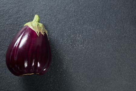 Purple eggplant on gray slateの写真素材