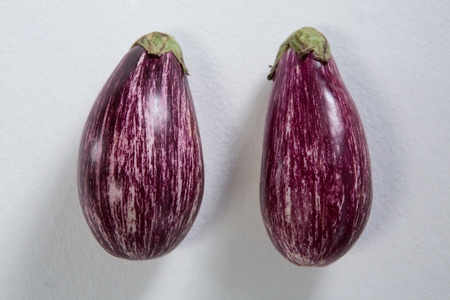 Close-up of eggplants on a white backgroundの写真素材