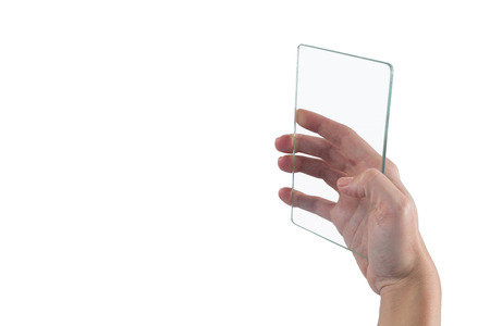 Hand of female executive using glass digital tablet 4k