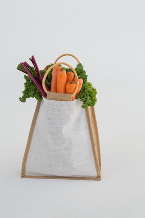 Close-up of bag with healthy vegetablesの写真素材