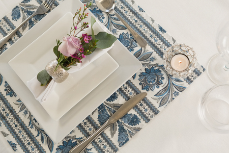 Overhead of beautiful table setting for an occasion 