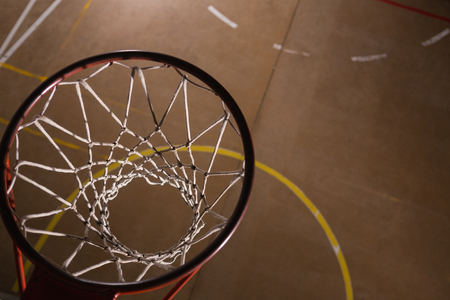 Close-up of basketball hoop in the courtの写真素材