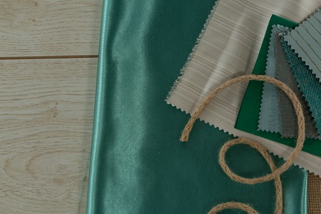 Close-up of textile and rope on a table