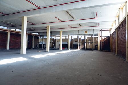Interior of an abandoned empty warehouse space