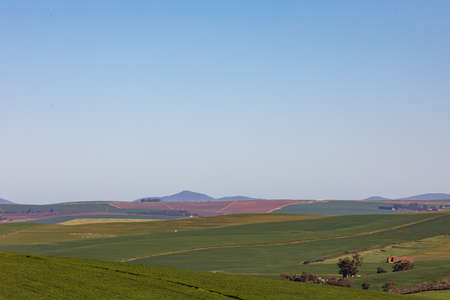 General view of countryside landscape with cloudless sky. environment, sustainability, ecology,...