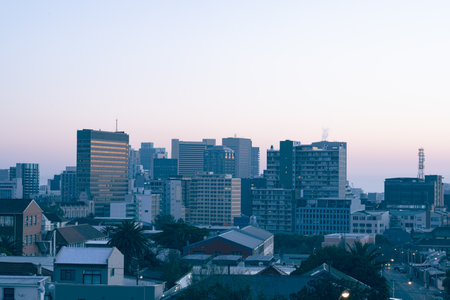 General view of cityscape with multiple modern buildings and skyscrapers in the morning. skyline and urban architecture.の写真素材