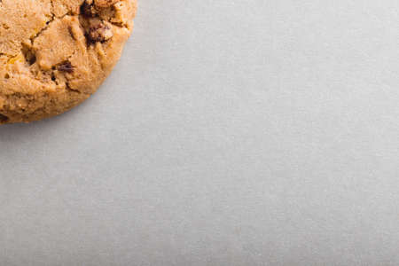 Directly above shot of cookie on gray background with copy space. unaltered, food, still life,...