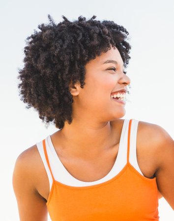 Two young women laughingの写真素材