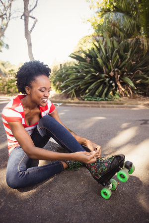 Happy woman having fun at park
