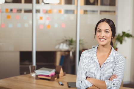 Portrait of confident business people standing at office